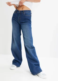 Vaqueros de pernera ancha, mid waist, elástico