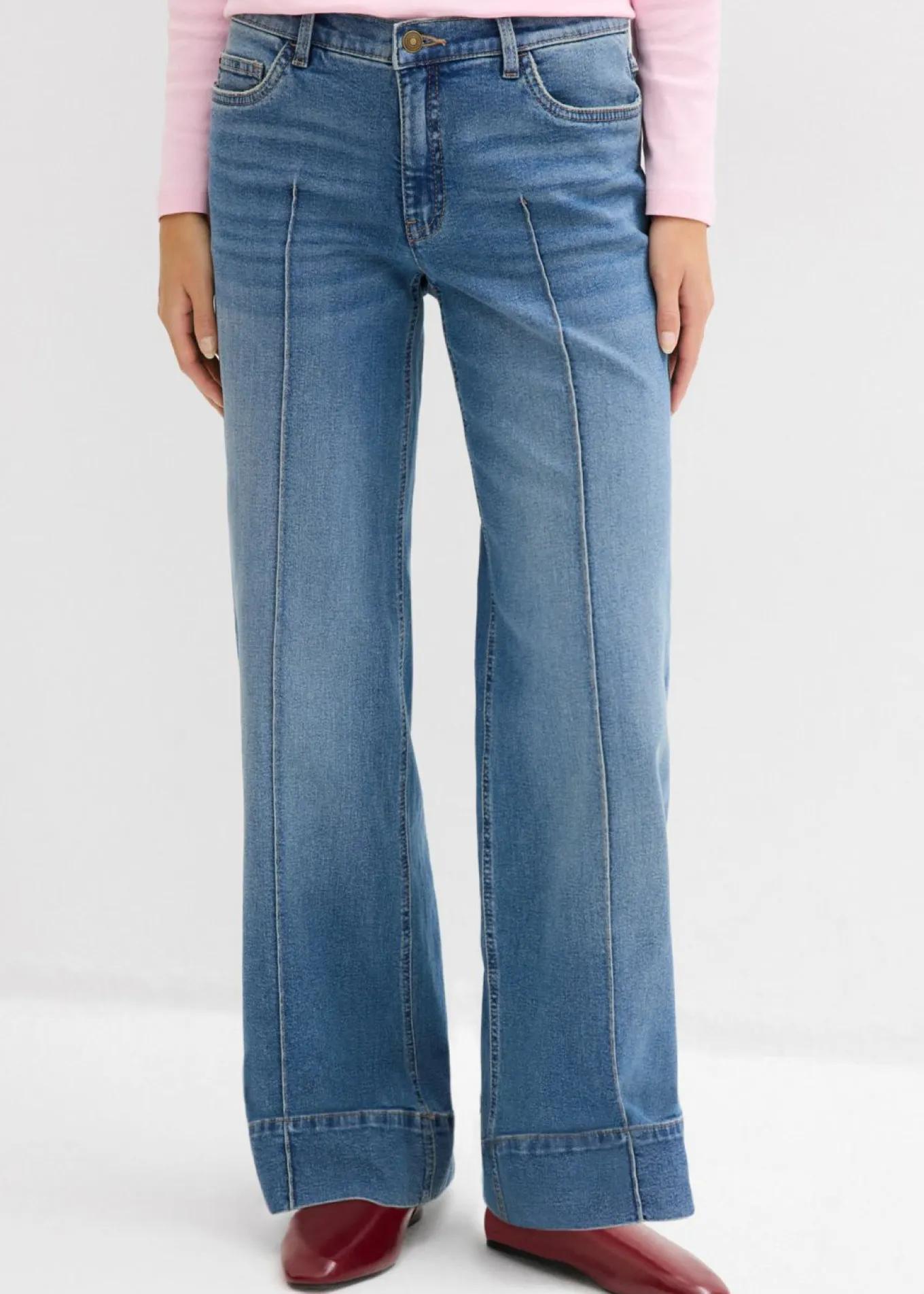 Vaqueros de pernera ancha, mid waist, largo completo
