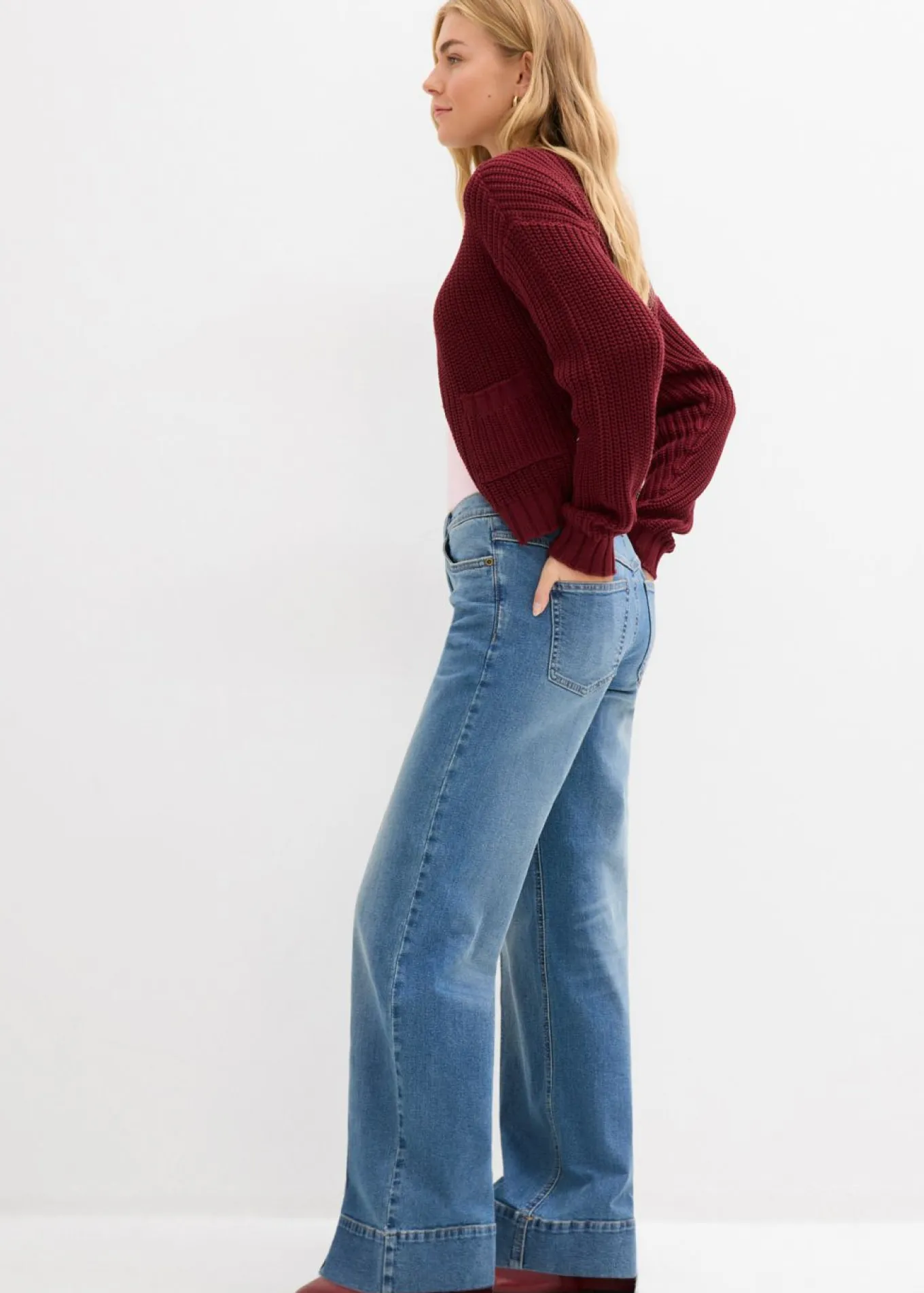 Vaqueros de pernera ancha, mid waist, largo completo