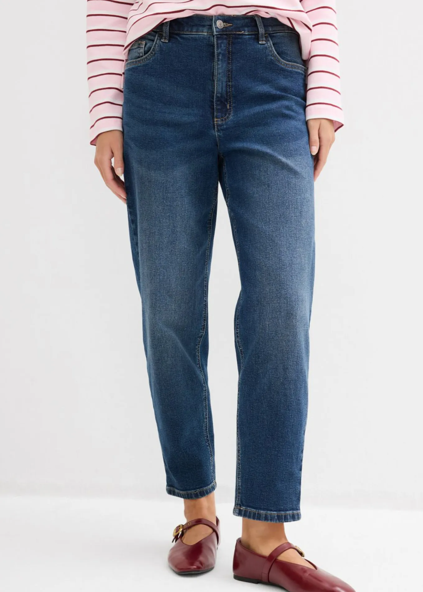 Vaqueros mom, high waist, cropped
