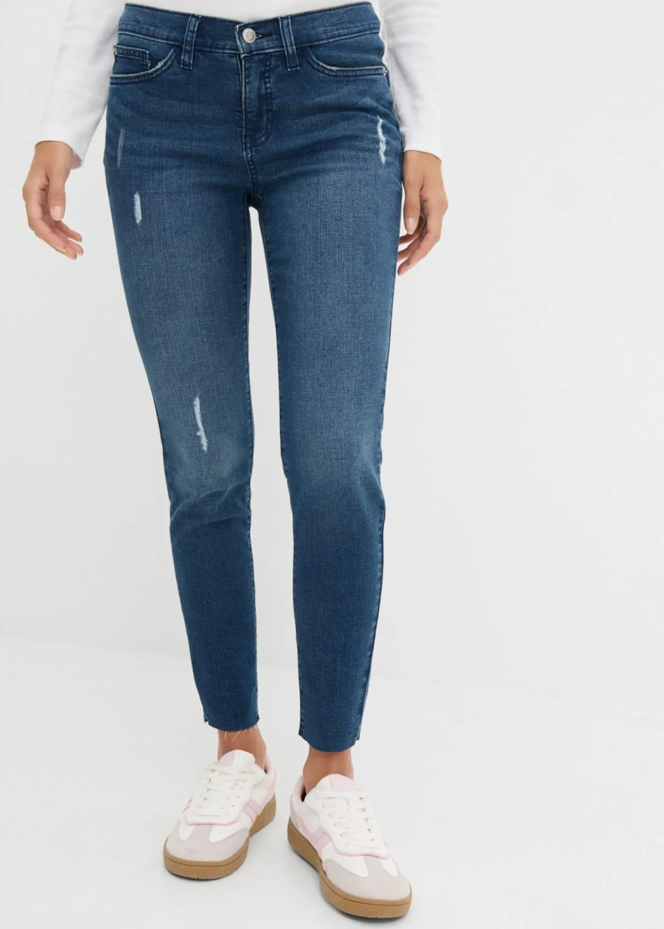 Vaqueros skinny, mid waist, cropped