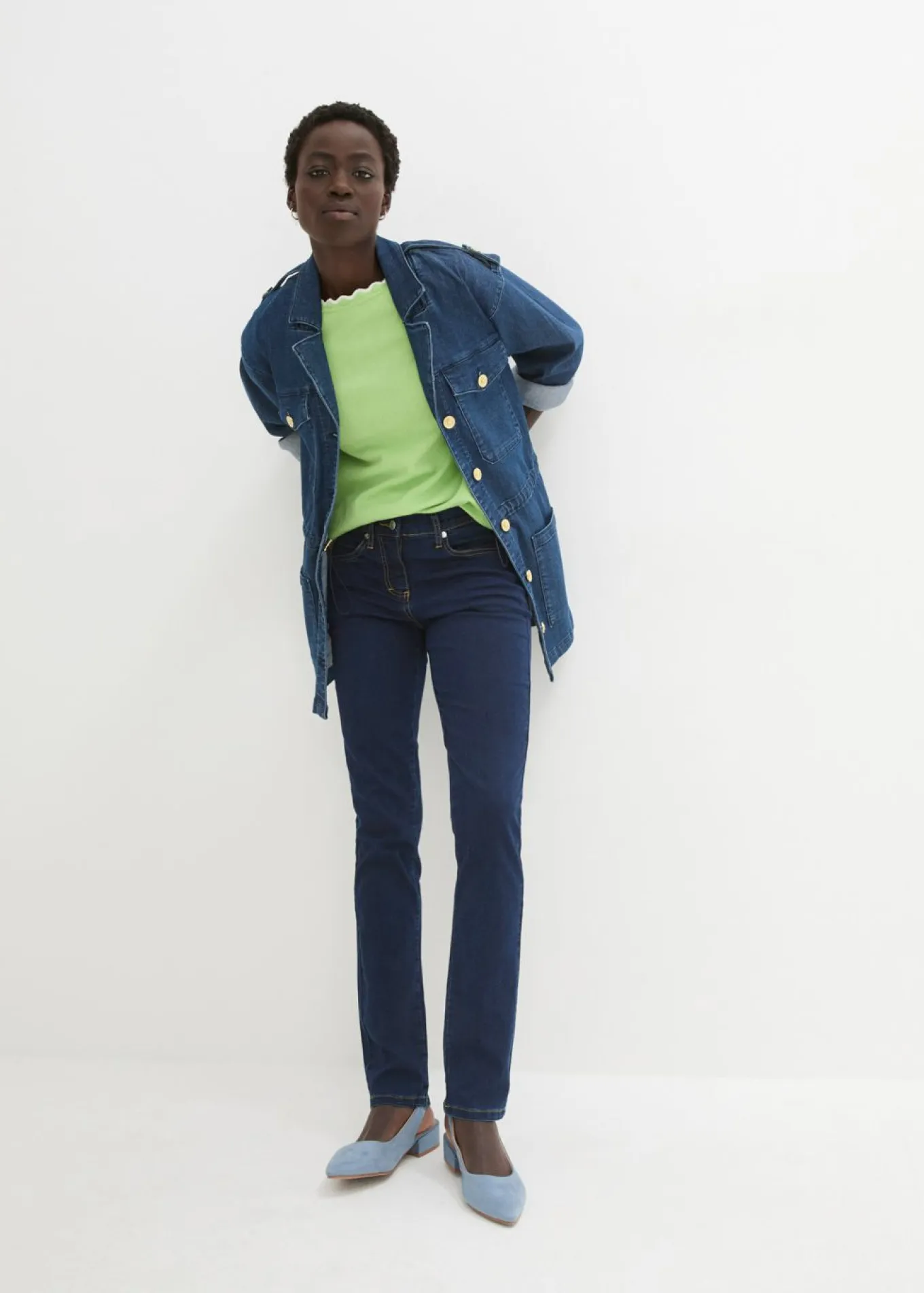 Vaqueros slim fit, mid waist, súper elásticos