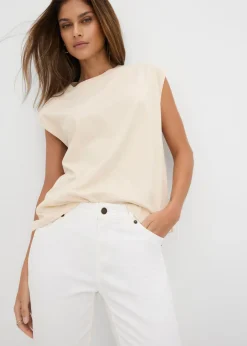 Vaqueros straight, mid waist, elásticos
