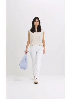 Vaqueros straight, mid waist, elásticos