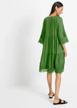 Vestido camisero con encaje