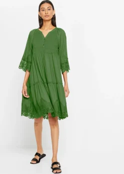 Vestido camisero con encaje