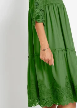 Vestido camisero con encaje