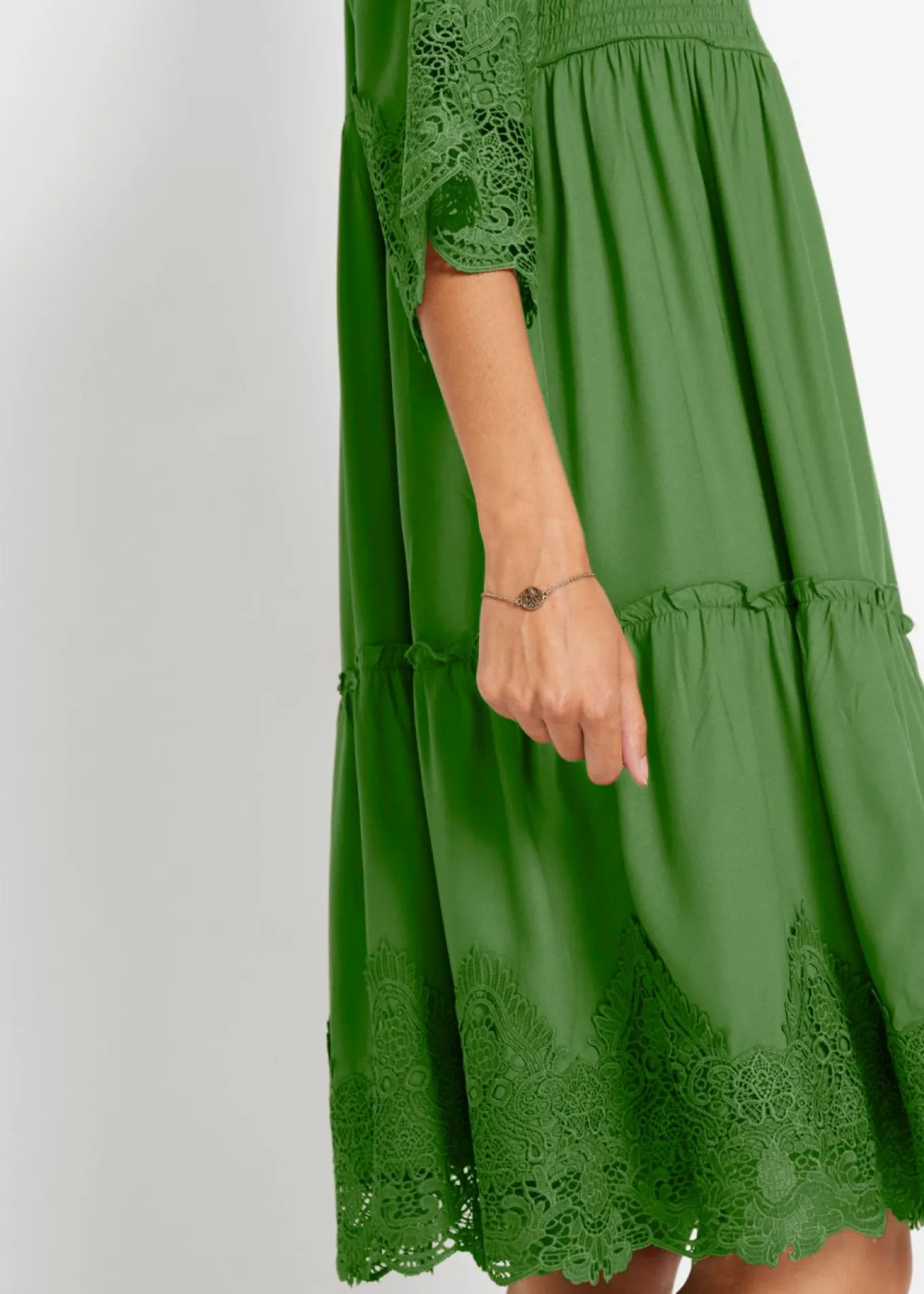 Vestido camisero con encaje