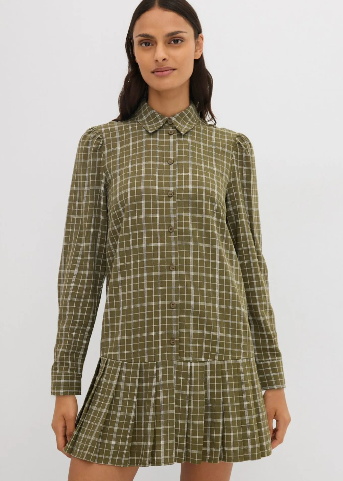 Vestido camisero con estampado de cuadros