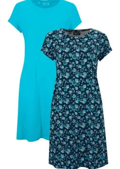 Vestido camisero de algodón puro con aberturas laterales (2 unidades)
