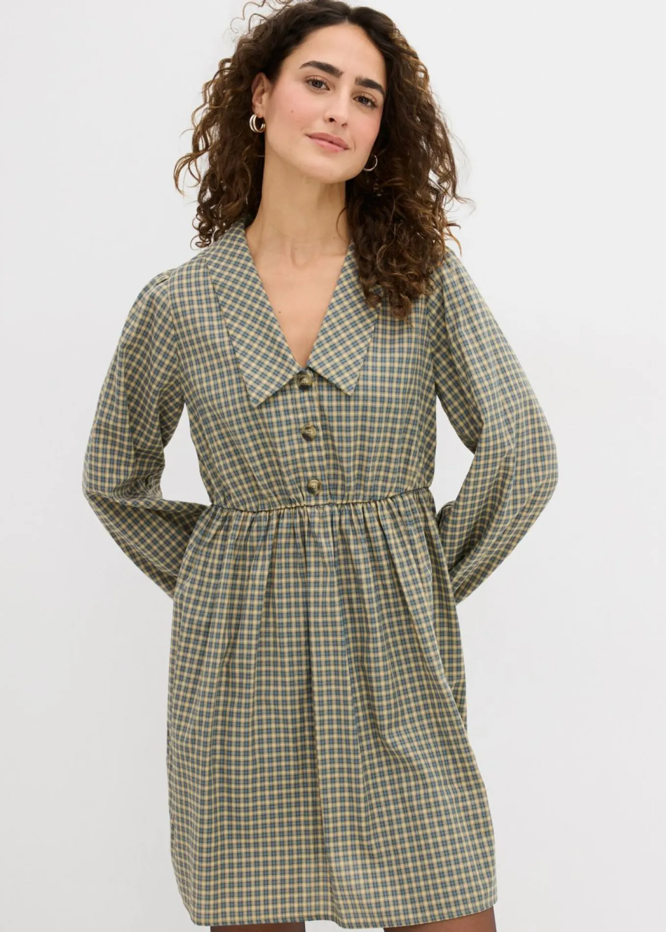 Vestido camisero de mezcla de algodón