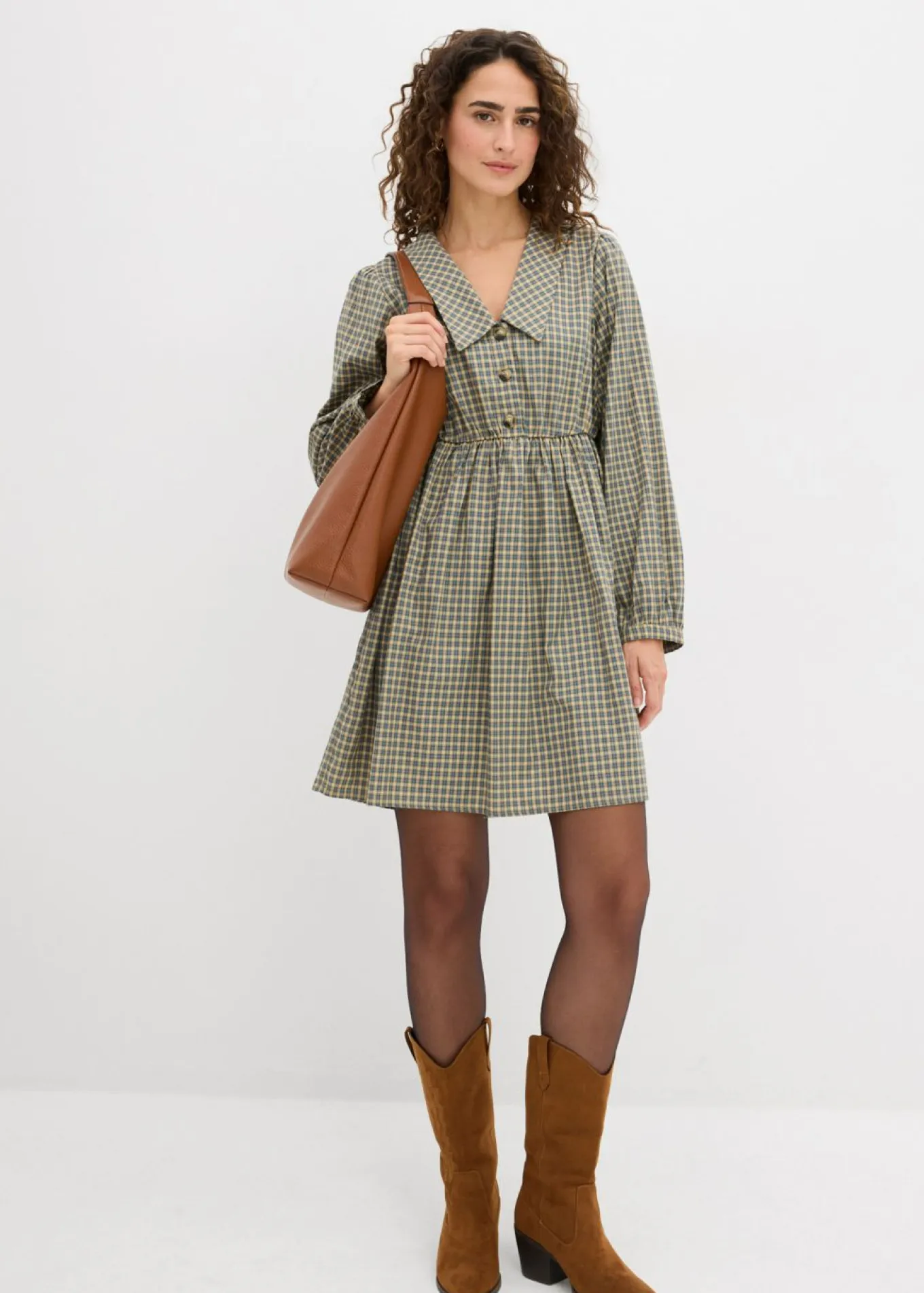 Vestido camisero de mezcla de algodón