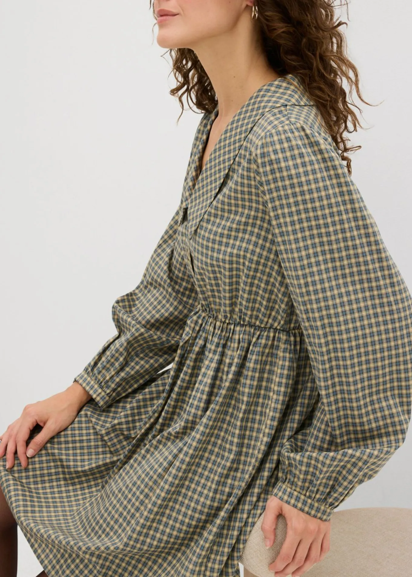 Vestido camisero de mezcla de algodón