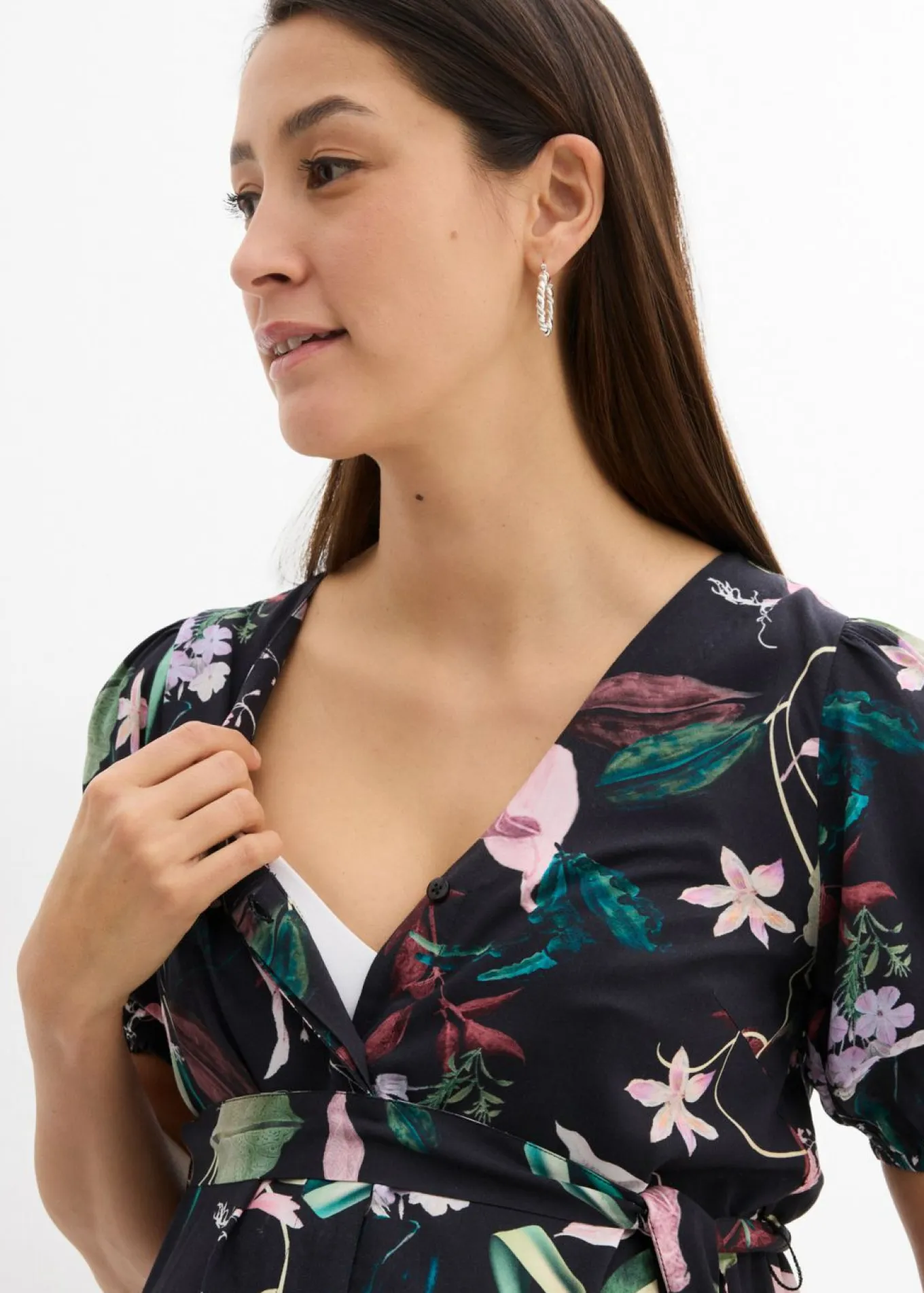Vestido camisero premamá/de lactancia 2 en 1 de viscosa fluida