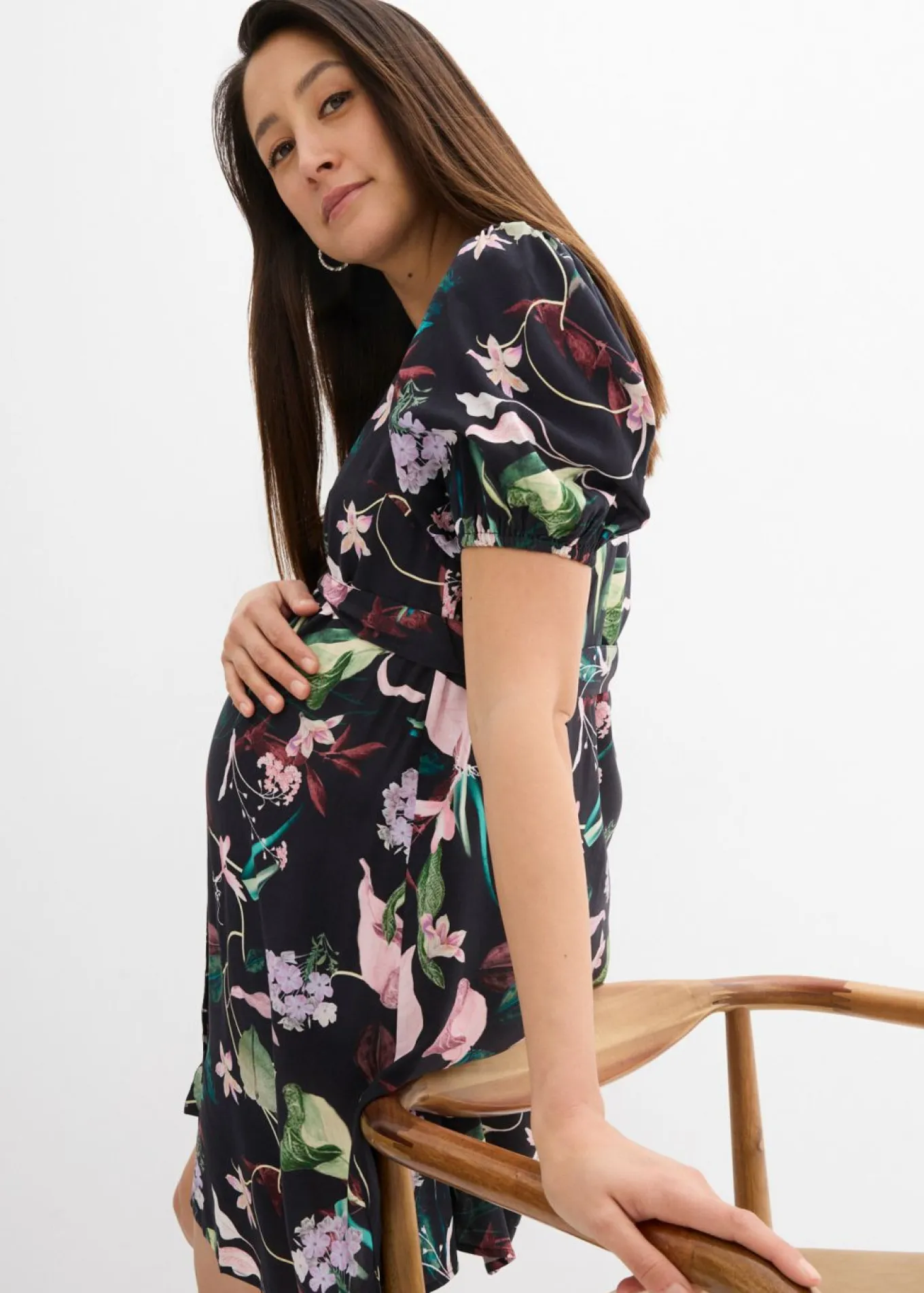 Vestido camisero premamá/de lactancia 2 en 1 de viscosa fluida