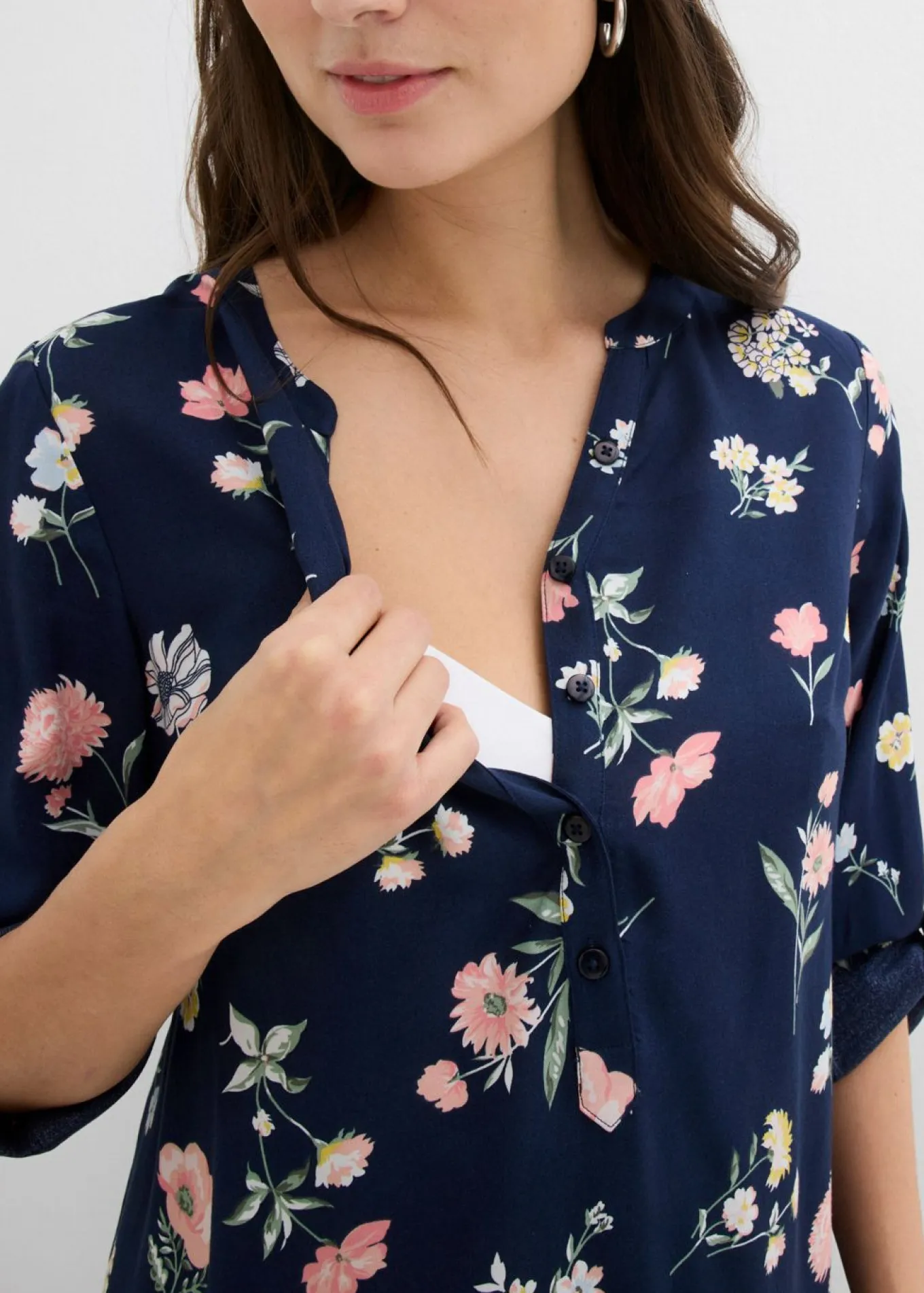Vestido camisero premamá/de lactancia 2 en 1 de viscosa