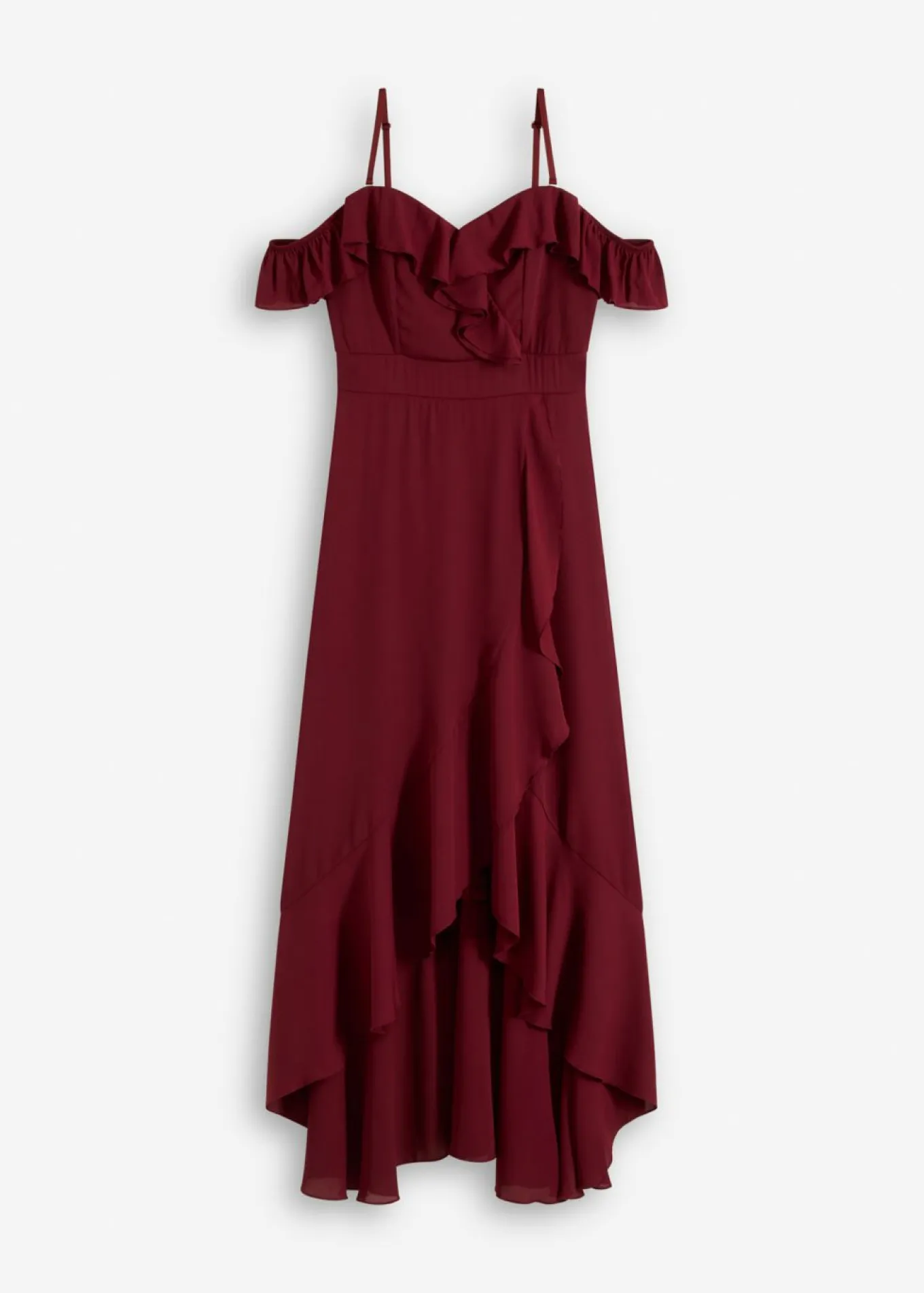 Vestido con volantes y escote bañera