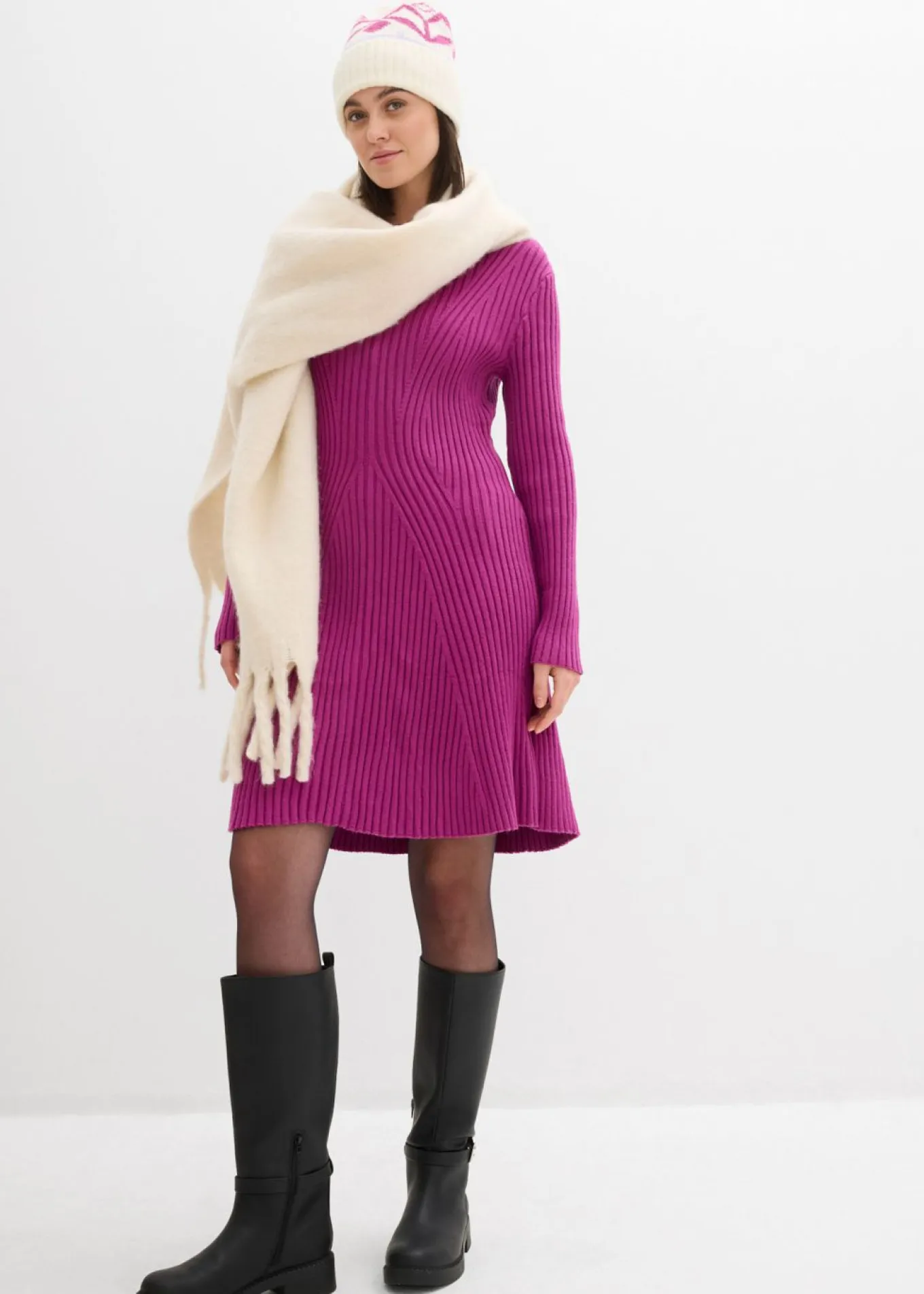 Vestido corto de punto de suave mezcla de viscosa