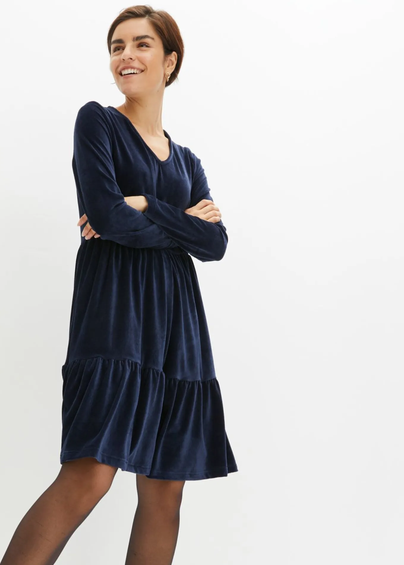 Vestido corto de terciopelo elástico