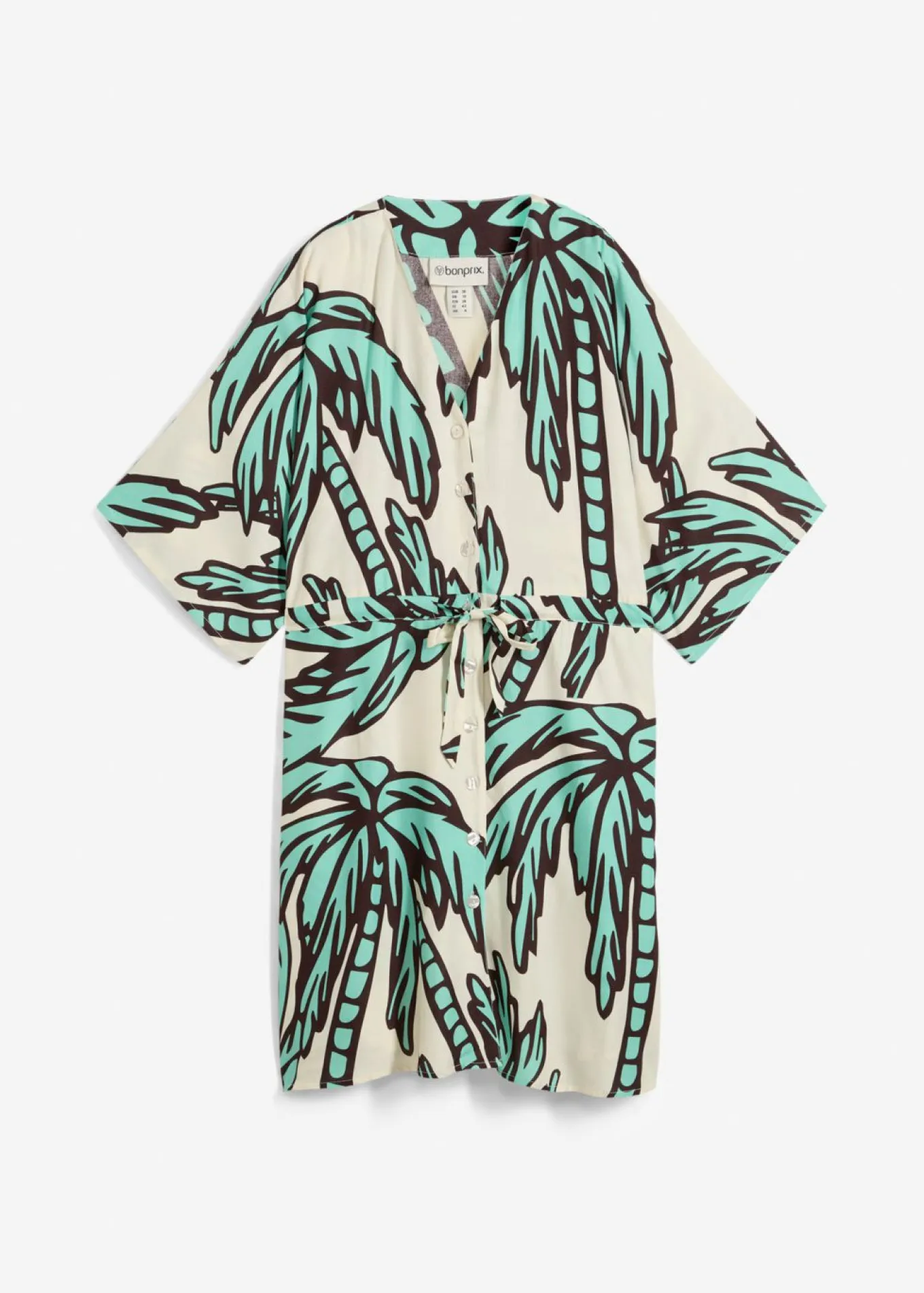 Vestido corto de viscosa fluida con mangas tipo kimono