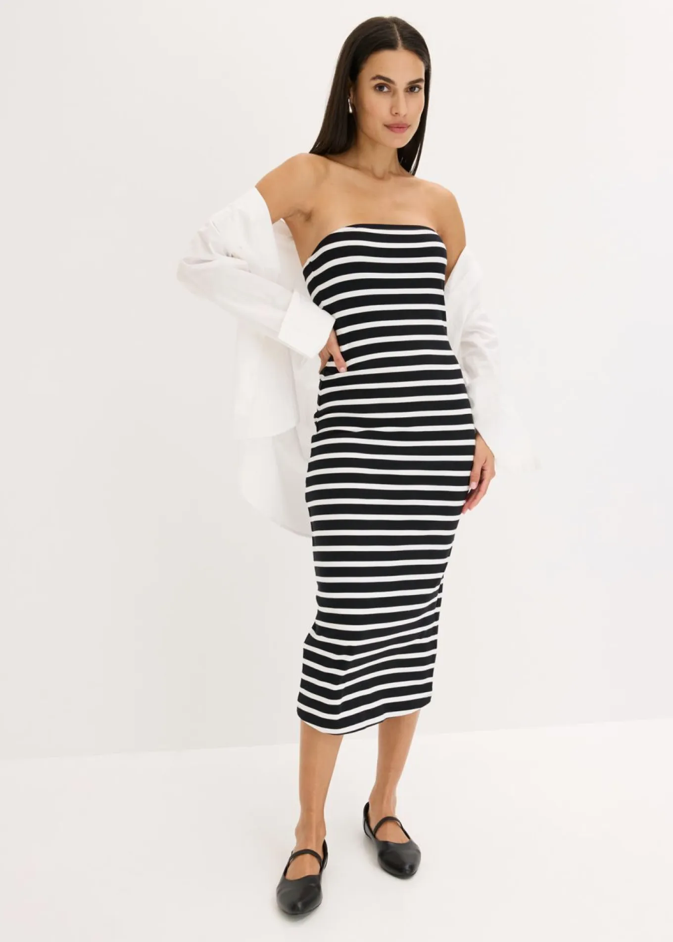 Vestido de canalé tipo bandeau