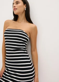 Vestido de canalé tipo bandeau