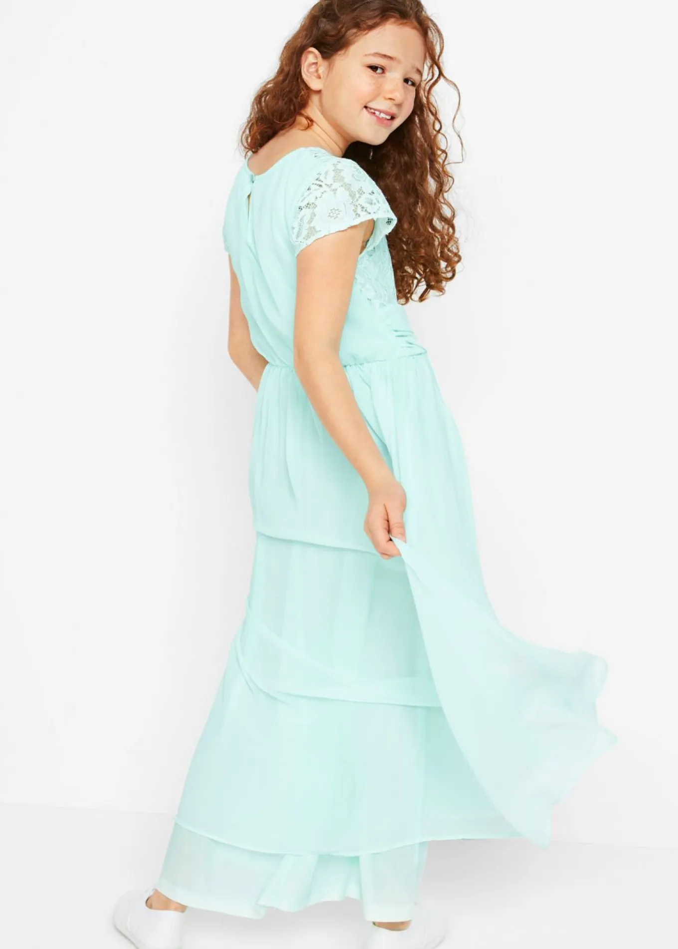 Vestido de gasa con encaje