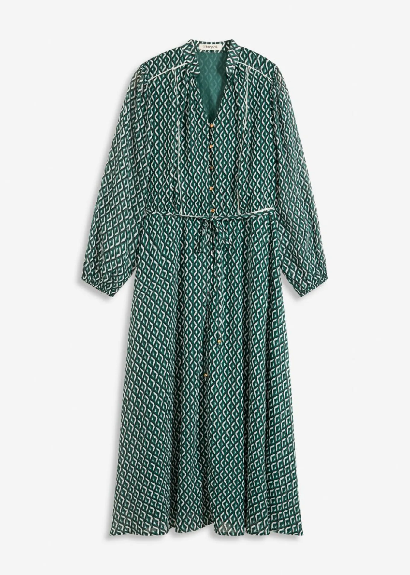 Vestido de gasa con ribete en contraste