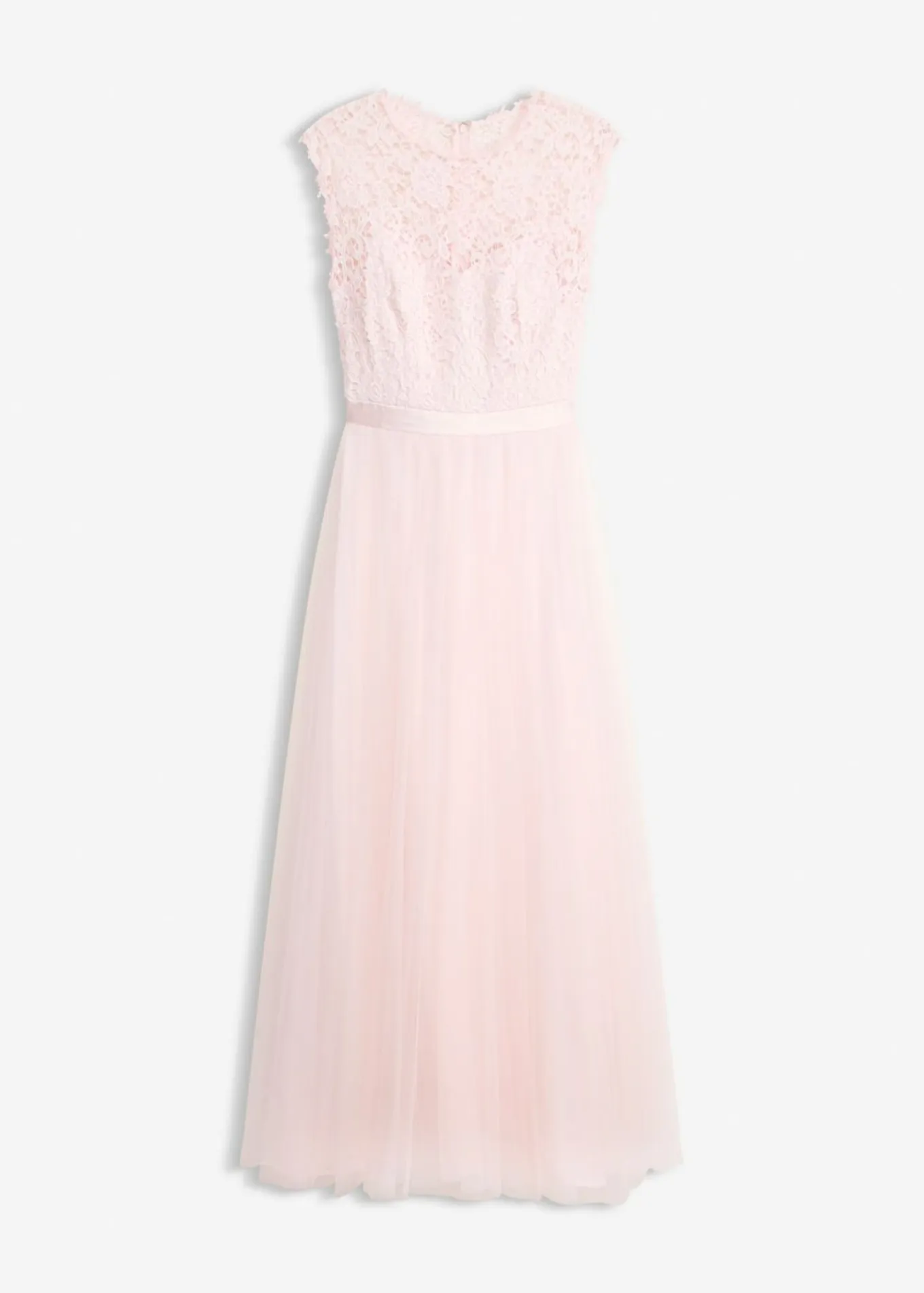 Vestido de noche con encaje y falda de tul fino