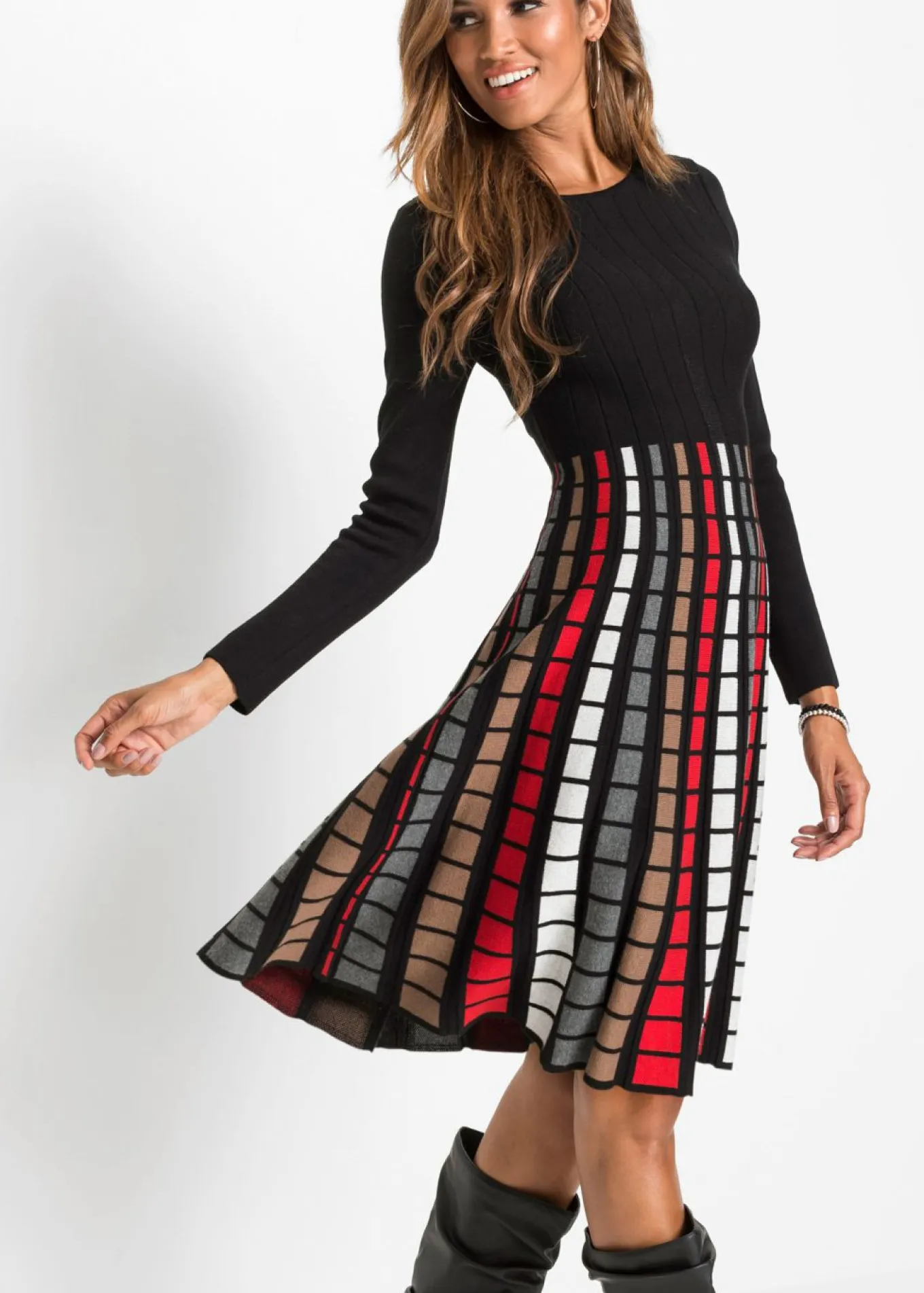Vestido de punto con cuadros