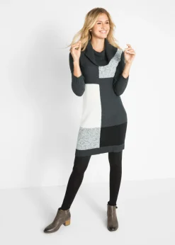 Vestido de punto de manga larga  hasta la rodilla