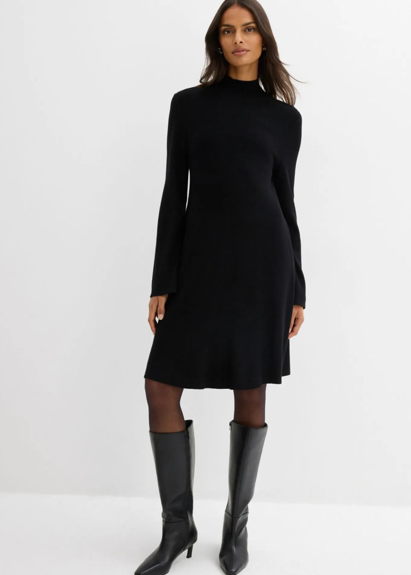Vestido de punto de mezcla de viscosa con línea en A