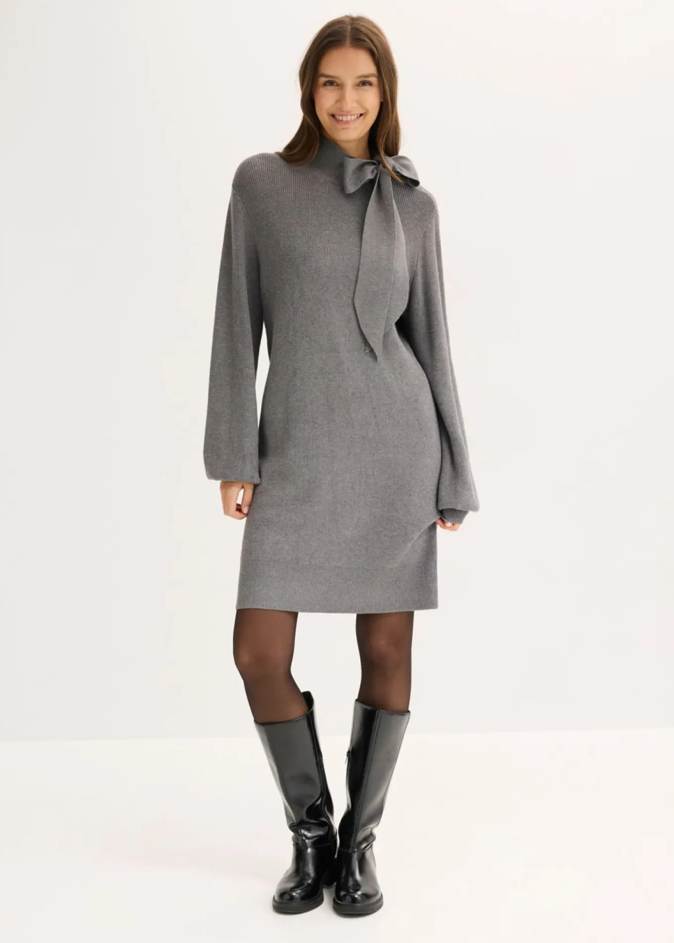 Vestido de punto de suave mezcla de viscosa con lazo