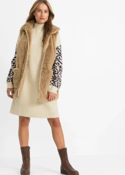 Vestido holgado de punto con estampado de leopardo