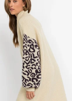 Vestido holgado de punto con estampado de leopardo