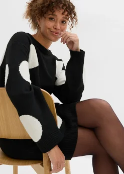 Vestido holgado de punto con lunares
