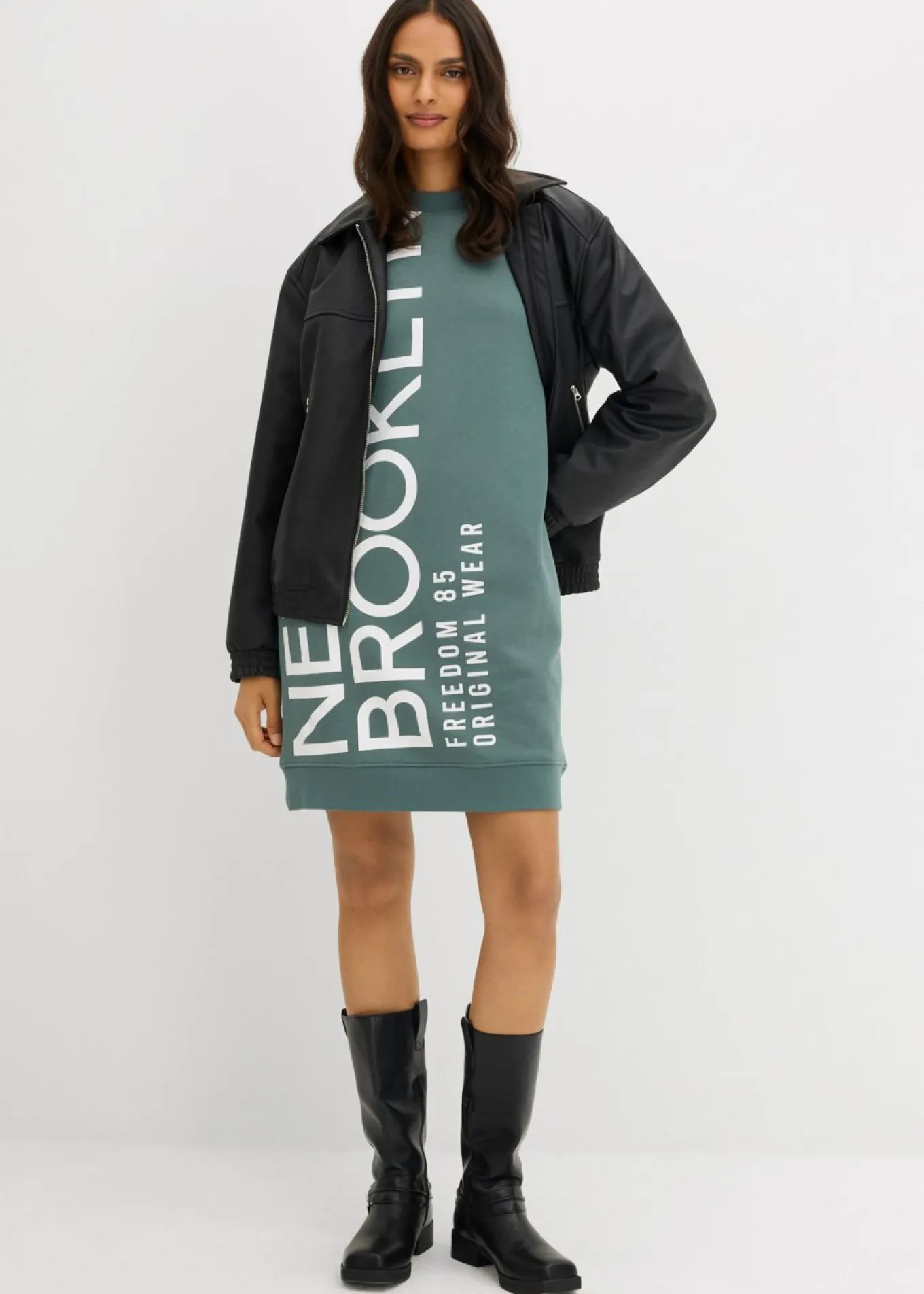 Vestido holgado tipo sudadera en suave mezcla de algodón