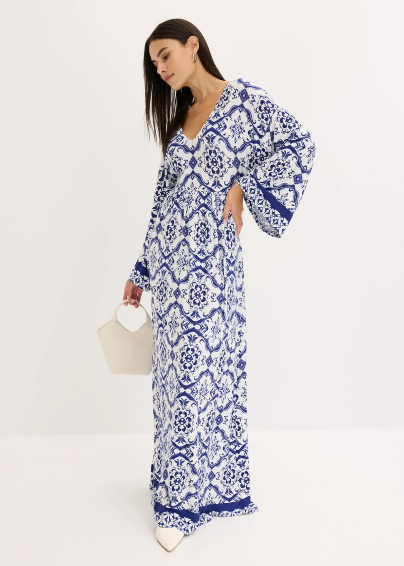 Vestido largo de mezcla de viscosa suave