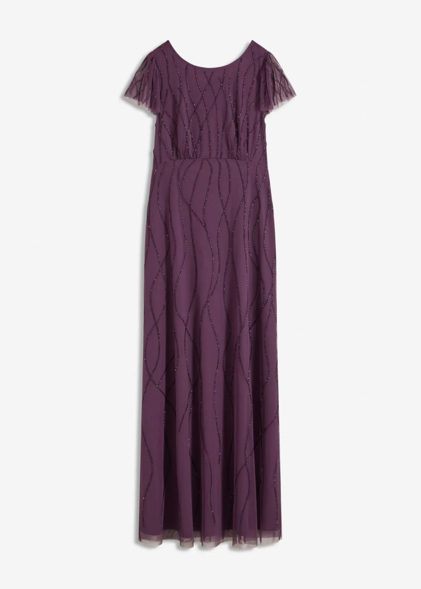 Vestido largo de tul delicado con bordado de perlas