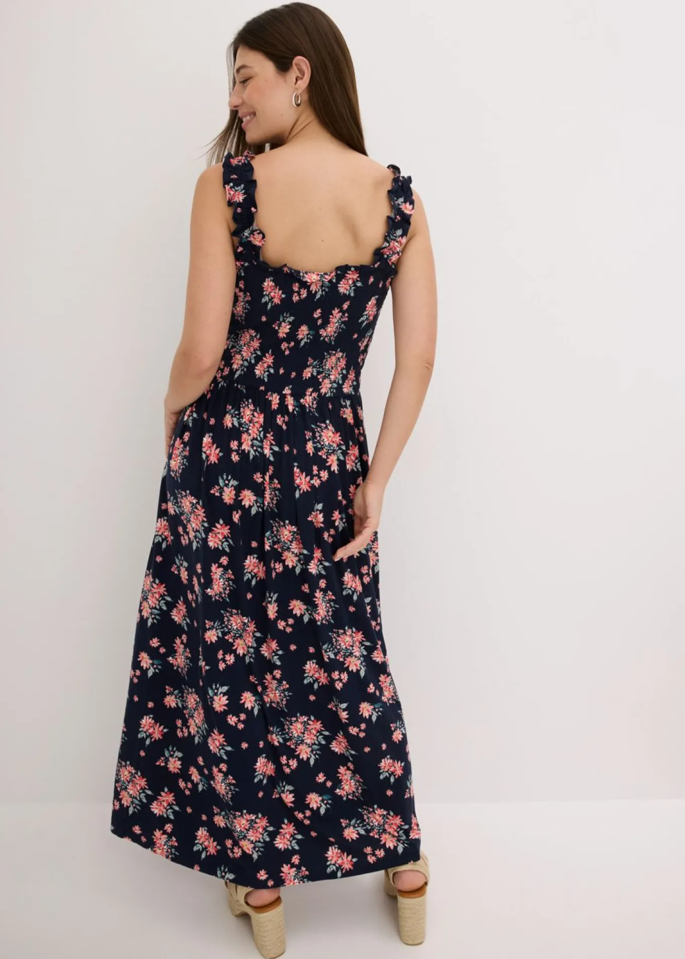 Vestido maxi de mezcla de viscosa fluida