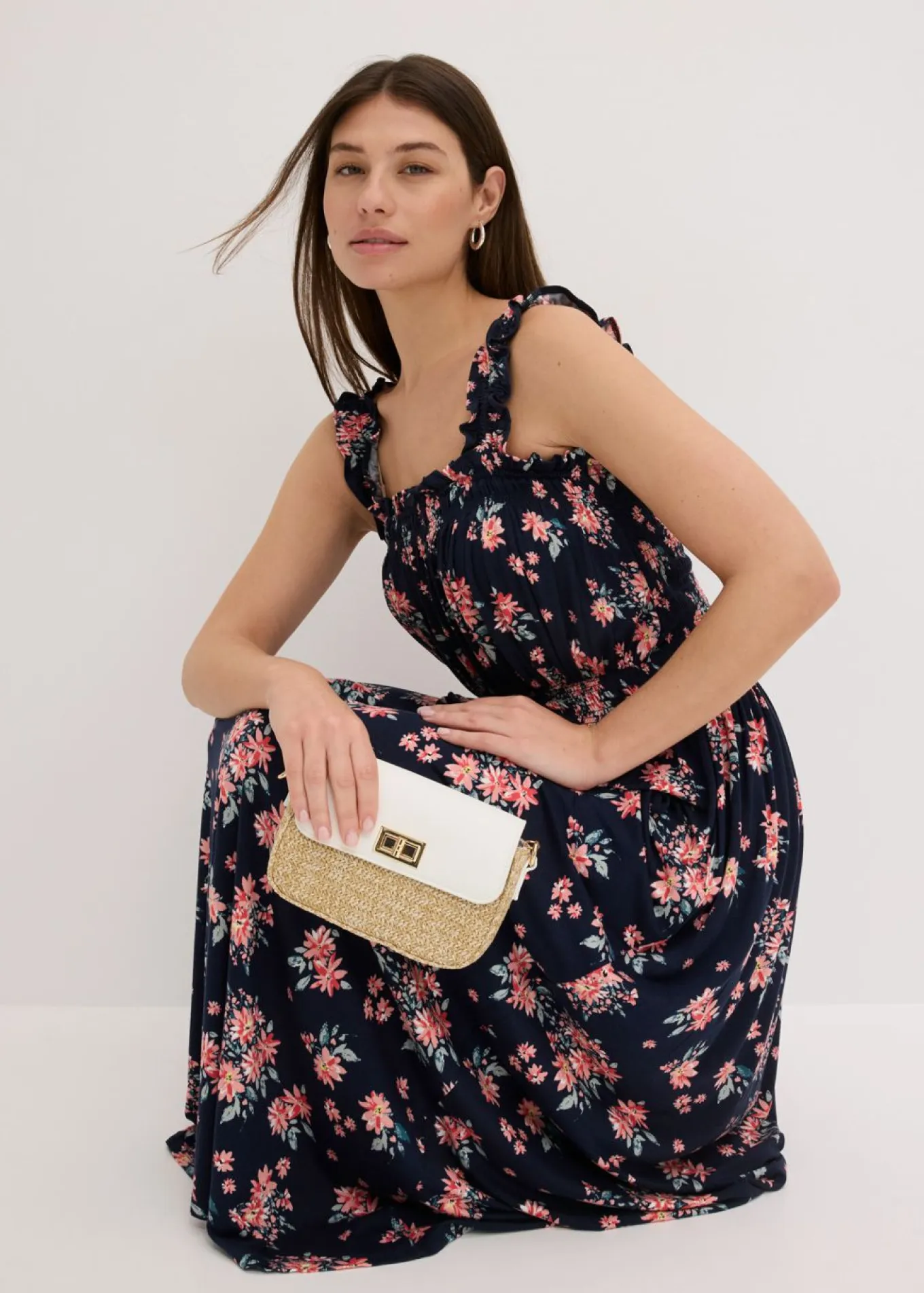 Vestido maxi de mezcla de viscosa fluida