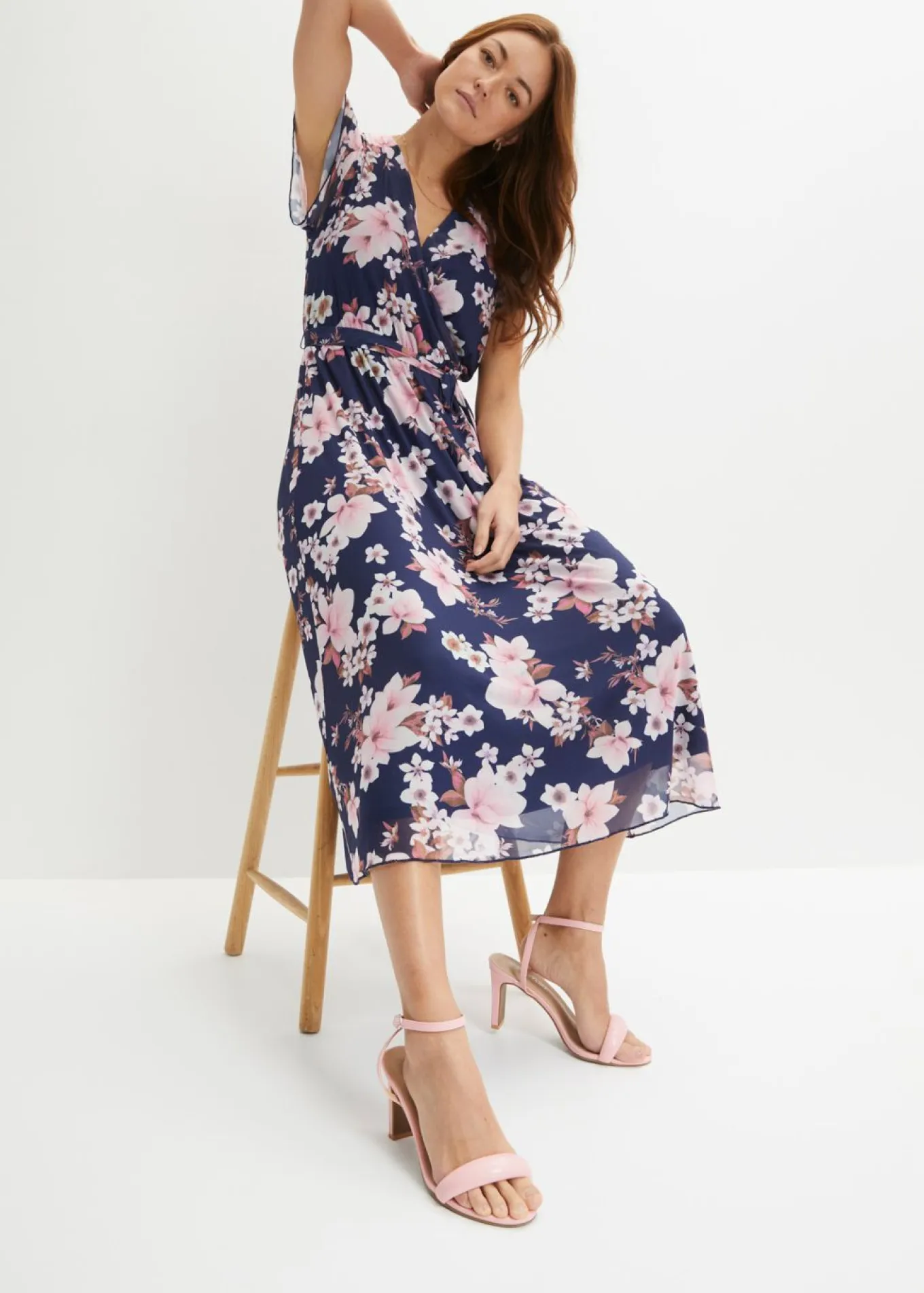 Vestido midi de malla estampado