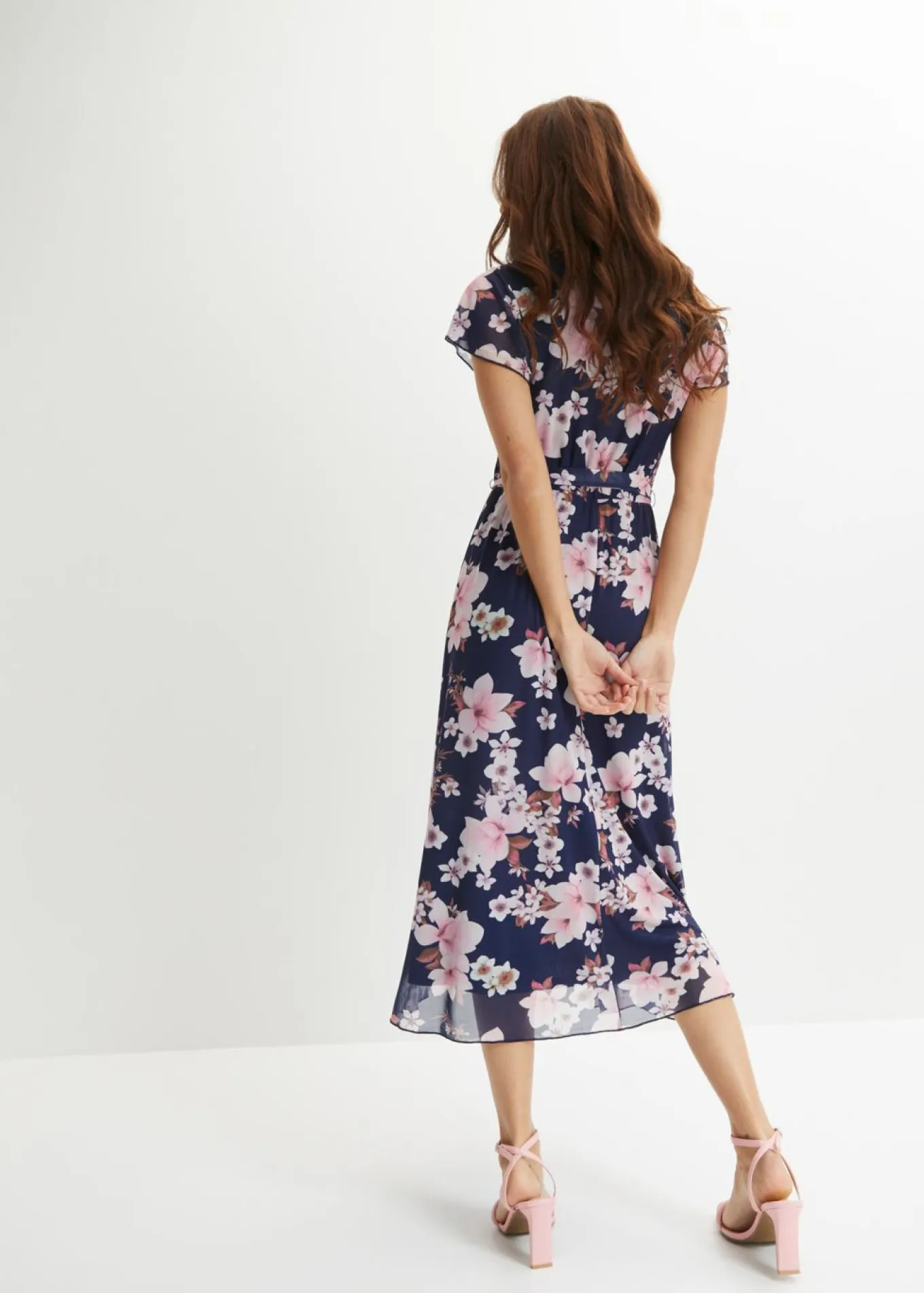 Vestido midi de malla estampado