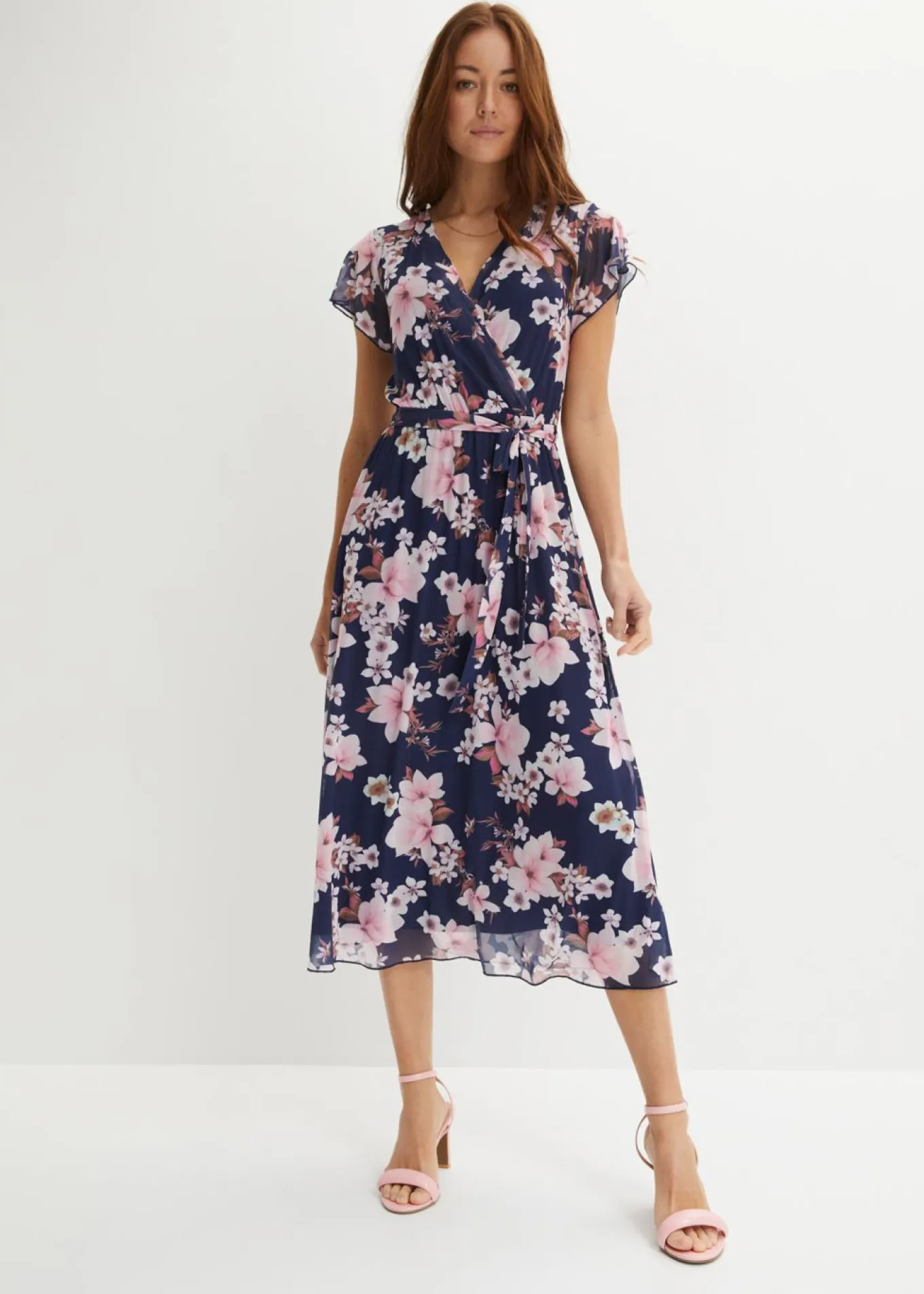 Vestido midi de malla estampado