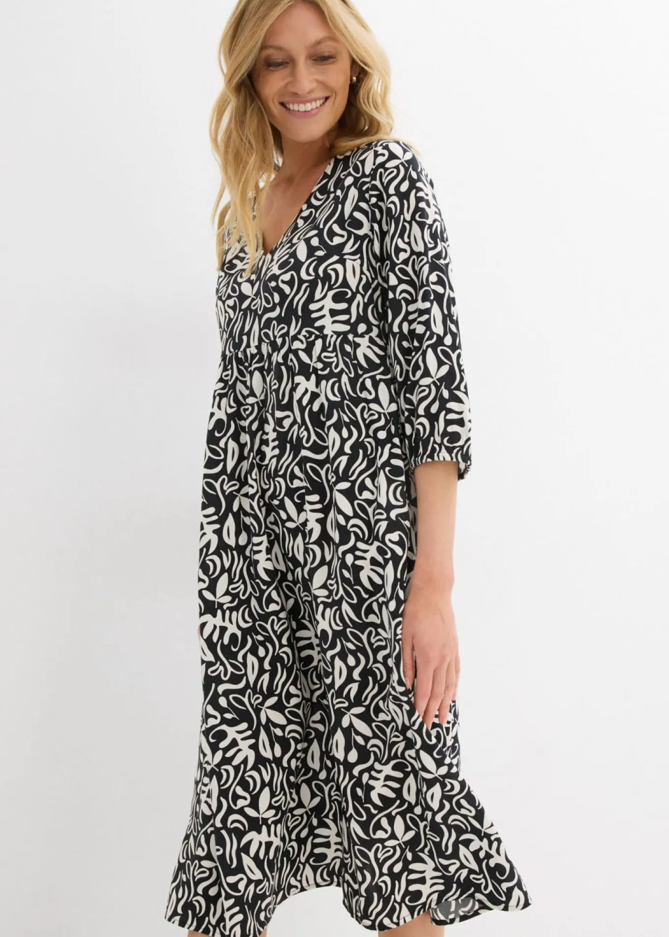 Vestido midi de viscosa fluida