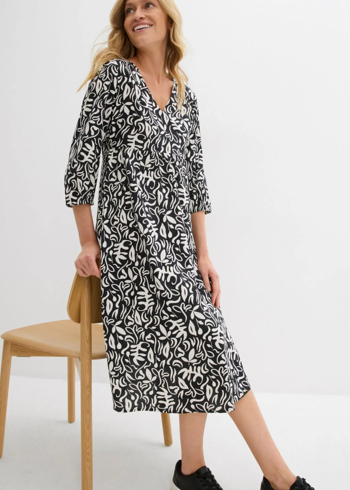 Vestido midi de viscosa fluida
