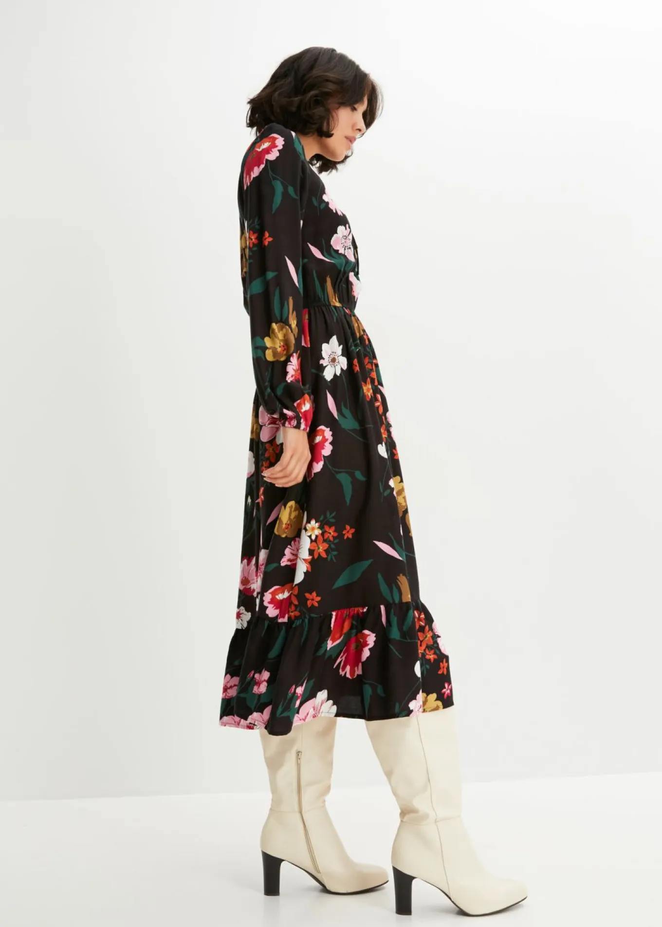 Vestido midi de viscosa fluida