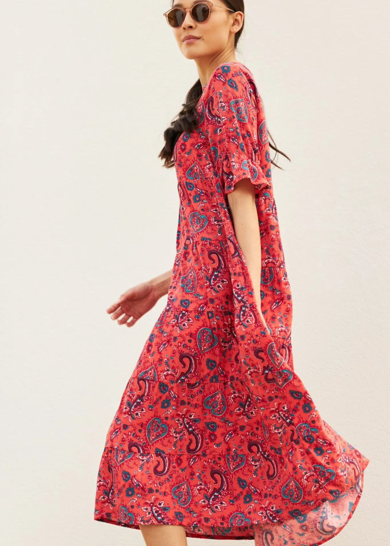 Vestido midi de viscosa pura