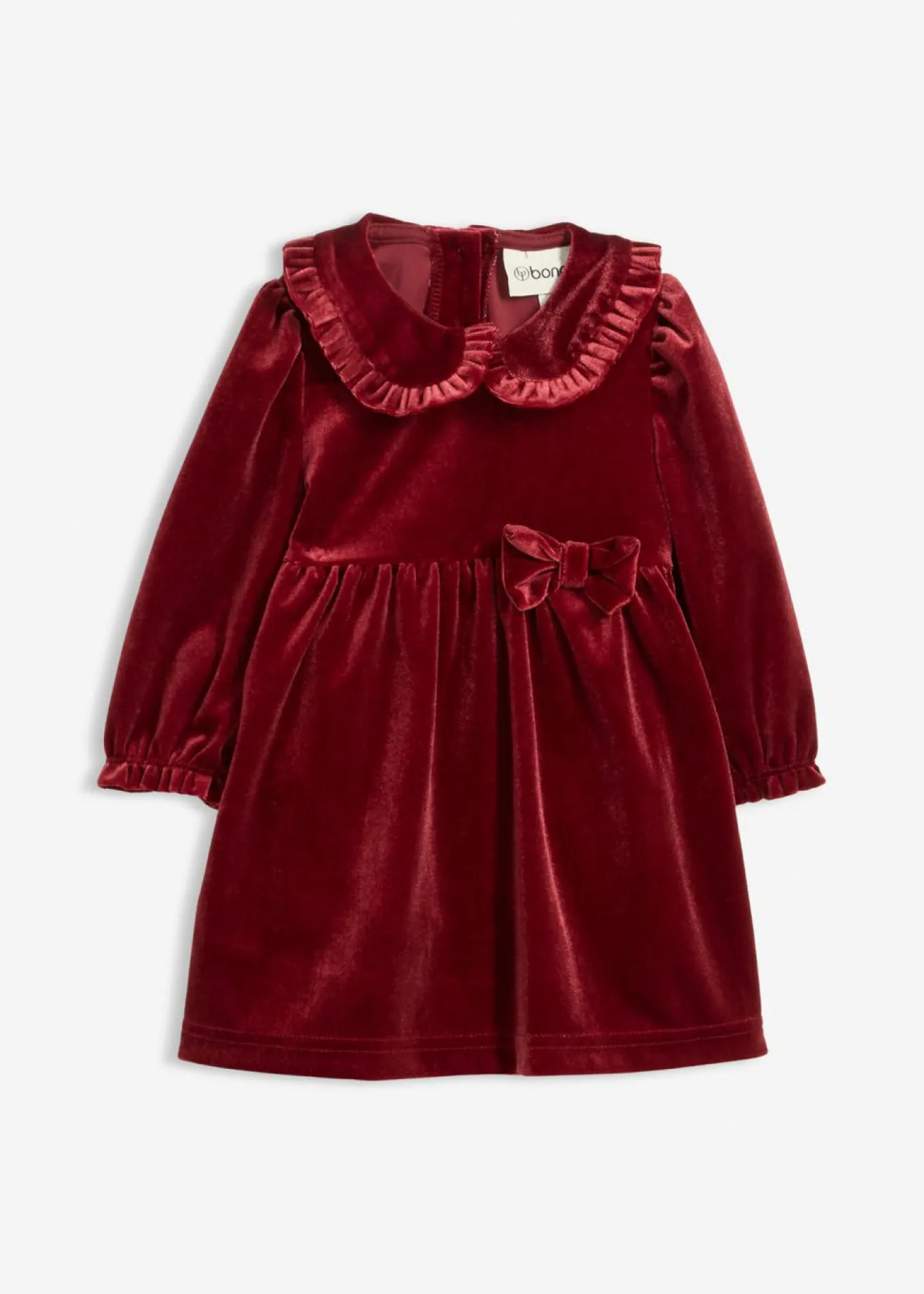 Vestido tipo body de terciopelo con cuello babero y lazo