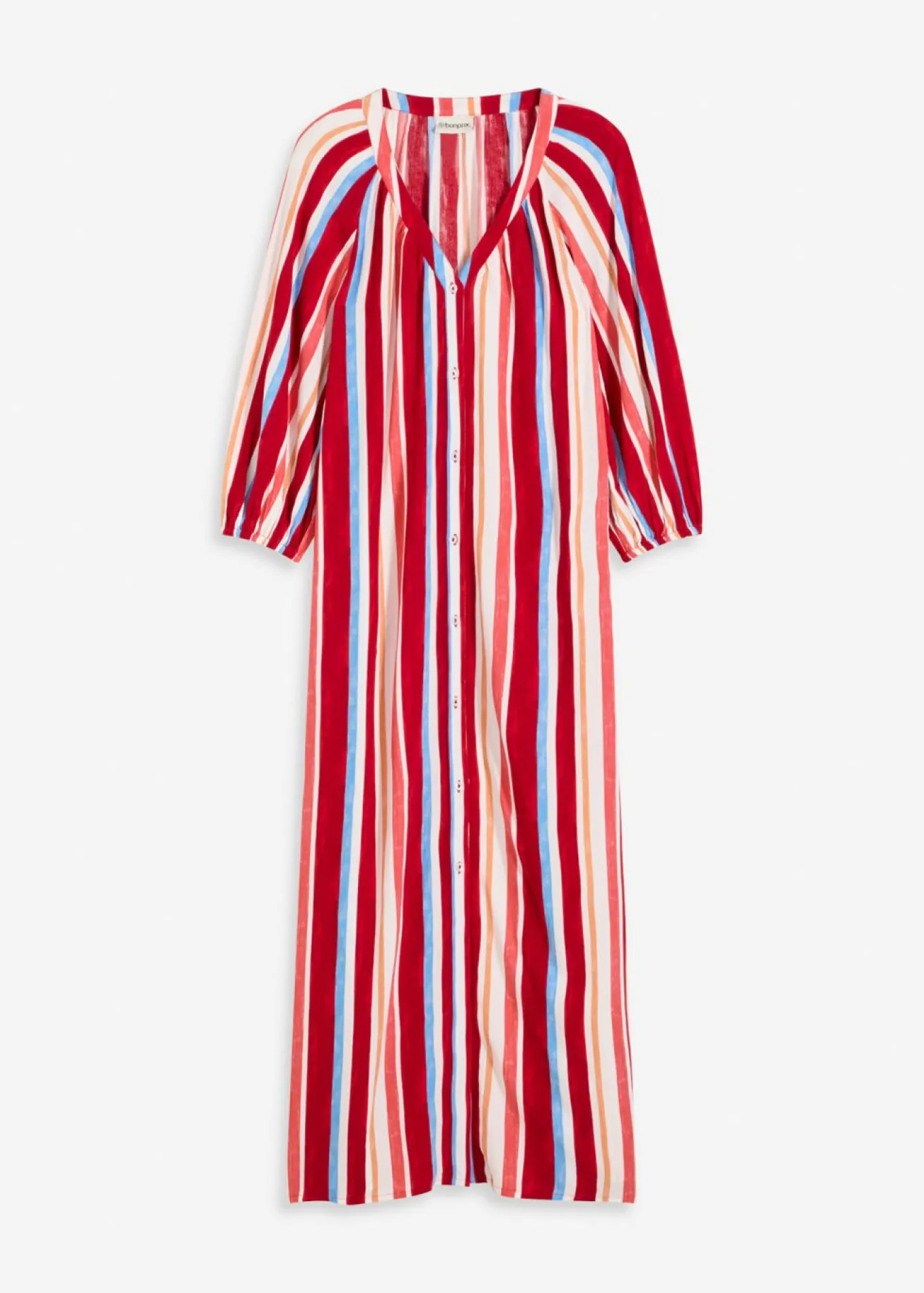 Vestido tipo caftán de viscosa estructurada de rayas